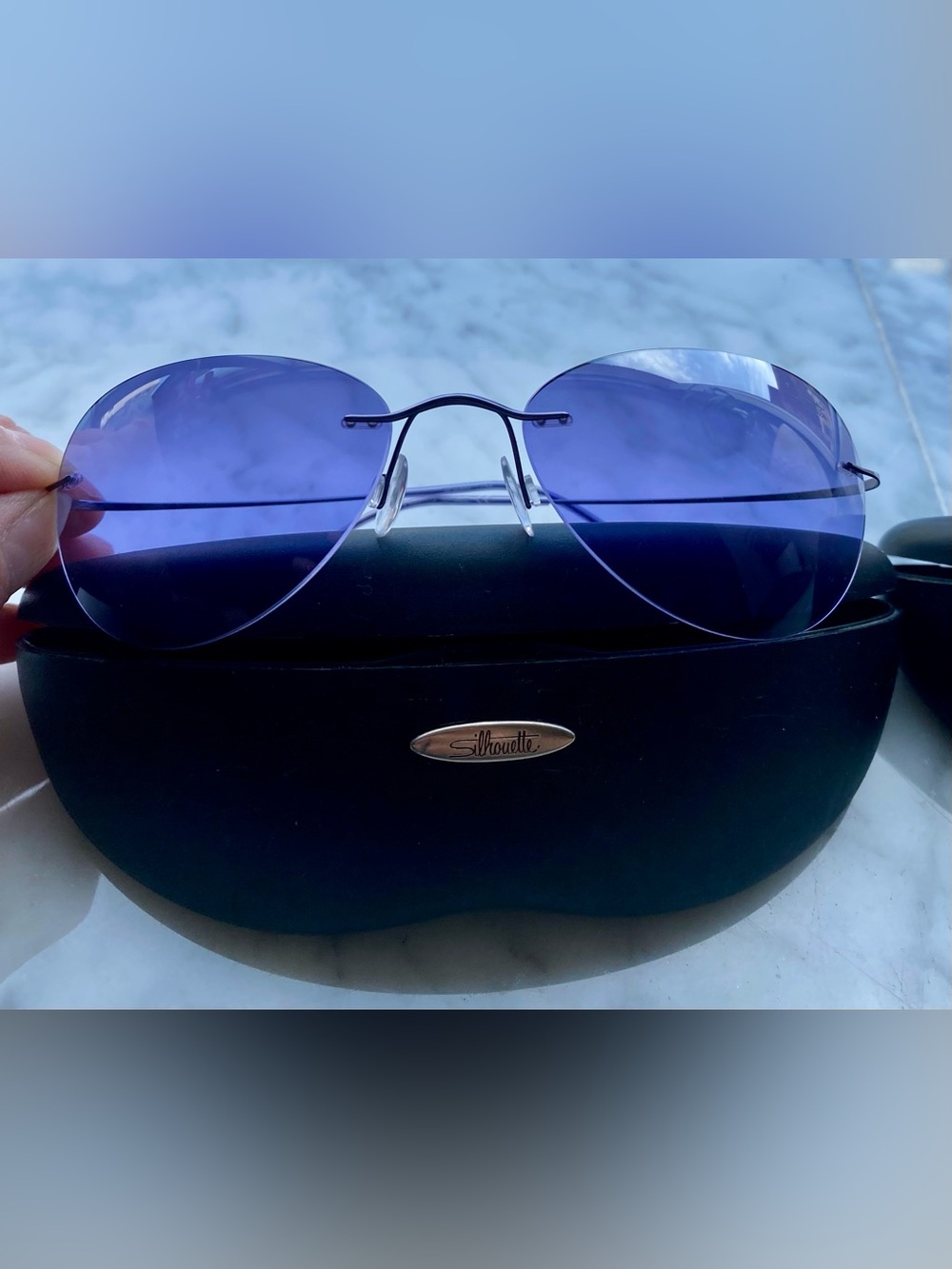 Silhouette Women's Rimless Sunglasses with Purple Lenses